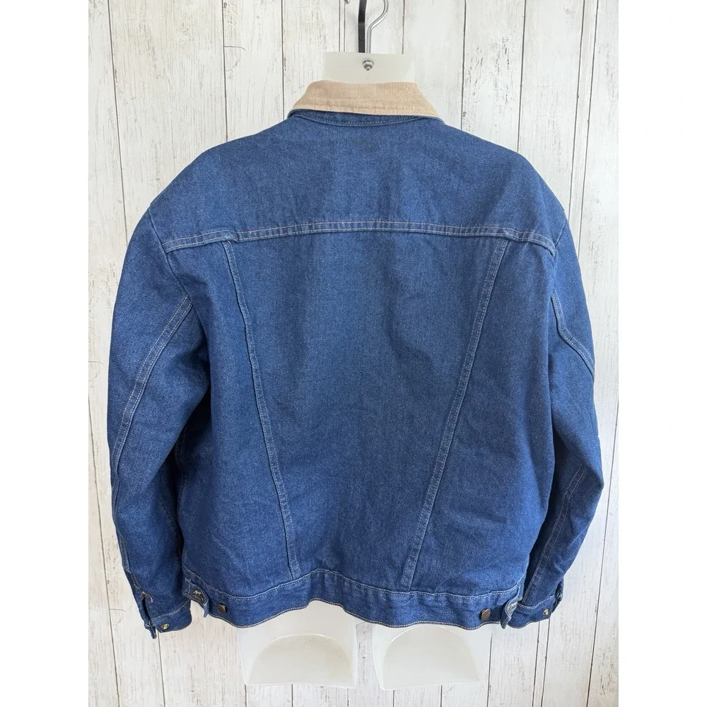 Vintage Authentic Wrangler Western Denim Jacket With Corduroy Collar XL Fleece